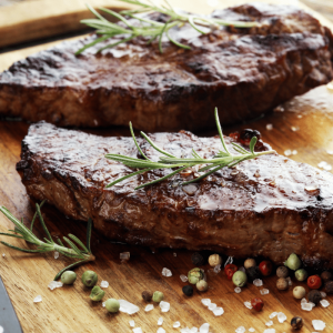 Rump steak served with rosemary
